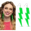 80’ler 90'lar Retro Neon Yeşil Şimşek Küpe 10 cm (5263)