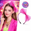 80’ler 90’lar Neon Pembe Dantel Taç Fiyonklu (5263)