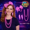 80’ler 90’lar Neon Pembe Parti Seti – Kolye Küpe Taç (5263)