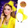 80’ler 90’lar Neon Sarı Dantel Taç Fiyonklu (5263)