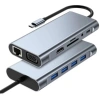 8in1 Type-C Çoklayıcı Hub HDMI 4K USB 3.0 SD TF Kart RJ45 Ethernet Dönüştürücü Adaptör (5263)