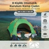 8 Kişilik Otomatik Kurulum Kamp Çadırı – Outdoor , Suya Dayanıklı Hızlı Kurulum Piknik ve Doğa İçin Geniş Aile Çadırı 250x250x165 cm (5263)