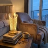 Açık Silindirik Kristal Damla Model LED Masa Lambası – Gold Tabanlı, Dokunmatik, 3 Renk Işık Modlu, Şarjlı Modern Dekoratif Gece Lambası (5263)