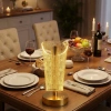 Açık Silindirik Kristal Damla Model LED Masa Lambası – Gold Tabanlı, Dokunmatik, 3 Renk Işık Modlu, Şarjlı Modern Dekoratif Gece Lambası (5263)