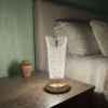 Açık Silindirik Kristal Damla Model LED Masa Lambası – Gold Tabanlı, Dokunmatik, 3 Renk Işık Modlu, Şarjlı Modern Dekoratif Gece Lambası (5263)