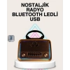 Ahşap Nostaljik Radyo Bluetooth Usb Sd Kart Destekli