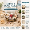 AHŞAP YUVARLAK SEPET - FİLELİ RENKLİ MİX MİDYE - DENİZ KABUK VAZO TAŞI (5263)