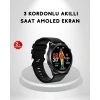 Amoled Ekranlı Akıllı Saat – 3 Kordon Seçenekli, Suya Dayanıklı, Kalp Atış Ve Uyku Takip Özellikli