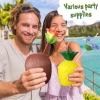 Ananas &amp;amp; Hindistan Cevizi Tasarımlı Pipetli Bardak Seti (6 Adet) (5263)