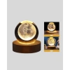 Ay Temalı Kristal Küre Gece Lambası Led Aydınlatmalı Premium Dekor