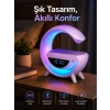Bluetooth Hoparlör 15w Kablosuz Hızlı Şarj Led Gece Lambası