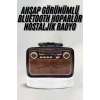 Bluetooth Hoparlör Ahşap Renk Vintage Işıklı Nostaljik Radyo Fm Ahşap Görünümlü