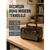 Bluetooth’lu Led Işıklı Nostaljik Müzik Kutusu – Ahşap Dokulu, Vintage Tasarım Ve Yüksek Ses Kalitesi