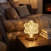 Çiçek Model Kristal LED Masa Lambası – Dokunmatik, 3 Renk Işık Modlu, Şarjlı Mini Dekoratif Gece Lambası (5263)