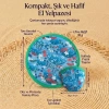 Çiçek ve Yaprak Desenli Katlanabilir Cep Yelpazesi - Kılıflı Yuvarlak Kumaş El Yelpazesi (5263)