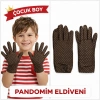 Çocuk Boy Pandomim Eldiveni Beyaz Puantiyeli Kahve Renk Gösteri Eldiveni 23 Nisan 19 Mayıs (5263)