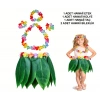 Çocuk Hawaii Kostüm Seti - Yaprak Etek &amp;amp; Hawaii Set - 5 Parça (5263)