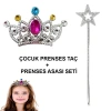 Çocuklar İçin Taraklı Prenses Tacı ve Prenses Yıldız Asa Seti Gümüş (5263)
