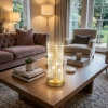Dalgalı Silindirik Kristal Kareli Model LED Masa Lambası – Gold Tabanlı, Dokunmatik, 3 Renk Işık Modlu, Şarjlı Modern Dekoratif Gece Lambası (5263)