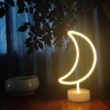 Dekoratif Pilli Ay Tasarımlı 3D Neon Led Masa Ve Gece Lambası (5263)