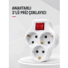 Duvar Tipi 3’lü Priz Çoklayıcı Kablosuz Anahtarlı Kompakt Priz Adaptörü