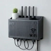Duvar Tipi Wi-Fi Modem Saklama Kutusu(Siyah) – Kablo Düzenleyici Router Raf Organizer (5263)