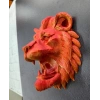 Gold Kırmızı Aslan Duvar Dekoru Asılabilir Hediyelik 3d Heykel 20x21 Cm