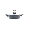 GRİ 7 PARÇA GRANİT TENCERE - TAVA SETİ 20-24CM DERİN - 27CM BASIK CAM KAPAK TENCERE - 26CM TAVA (5263)