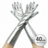 Gümüş Renk Dirsek Altı Lüks Saten Eldiven 40 cm (5263)