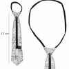 Gümüş Renk Pul Payetli Işıltılı Parti Kravatı 33 cm (5263)