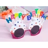 Happy Birthday Yazılı Beyaz Fuşya Renk Parti Gözlüğü 12x7 cm (5263)
