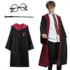 Harry Potter Gryffindor Kapişonlu Çocuk Kostüm + Asa + Gözlük Seti 7-8 Yaş (5263)