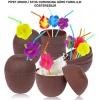 Hindistan Cevizi Hawaii Luau Aloha Pipetli İçecek Kabı Bardak 10x13 cm 1 Adet (5263)