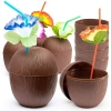 Hindistan Cevizi Hawaii Luau Aloha Pipetli İçecek Kabı Bardak 10x13 cm 1 Adet (5263)