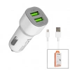 İPHONE - KABLOLU  OTO - ARAÇ ÇAKMAKLIK ŞARJ BAŞLIK SET  3.1A - 15.5W - 1MT KABLO  HY-X44 (5263)