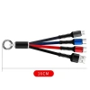 Işıklı Anahtarlık Model 3 in 1 USB Çıkışlı MİKRO,TYPE-C ve İphone Uyumlu Şarj Kablosu (5263)