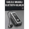 Kablolu Bluetooth Kulaklık Kulak İçi Stereo Mikrofonlu Dijital Göstergeli