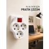 Kablosuz Priz Çoğaltıcı 3 Çıkışlı Anahtarlı Kompakt Duvar Tipi Çoklayıcı