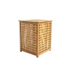KALIN AHŞAP BAMBU KİRLİ ÇAMAŞIR SEPETİ KUMAŞ ÇANTALI SEPET=40X40X58CM (5263)