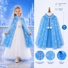 Kar Tanesi Desenli Mavi Elsa Pelerini - Astarlı Frozen Pelerini 85 cm (5263)