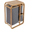 KİRLİ ÇAMAŞIR SEPETİ AHŞAP - BAMBU 3 ORGANİZER BÖLMELİ KUMAŞ ÇANTALI 50X30X70CM (5263)