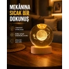 Kız Figürlü Sarı Cam Küre Işıklı Büyük Boy Ahşap Standlı Dekor