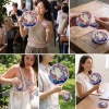 Koi Balığı ve Kiraz Çiçeği Desenli Katlanabilir Cep Yelpazesi - Japon Stili Kılıflı El Yelpazesi (5263)