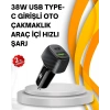 Kompakt Tasarımlı Type-c + Usb Girişli Araç Şarj Başlığı