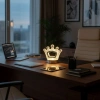 Kral Tacı Model Kristal LED Masa Lambası – Dokunmatik, 3 Renk Işık Modlu, Şarjlı Mini Dekoratif Gece Lambası (5263)