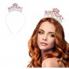 Kristal Taşlı Pembe Birthday Princess Yazılı Parti Tacı 19x11 cm (5263)