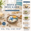 KÜÇÜK - KARE - AHŞAP SEPETLİ RENKLİ MİX MİDYE - DENİZ KABUK VAZO TAŞI (5263)