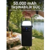 Led Aydınlatmalı Powerbank 50.000 Mah 22,5 W Hızlı Şarj 4 Dahili Kablolu Dijital Pil Göstergeli Batarya