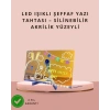 Led Işıklı Şeffaf Yazı Tahtası – Neon Etkili Akrilik Pano, Silinebilir, 7 Renkli Kalemli, 30x20 Cm