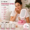 LEDLİ USB ŞARJLI MAKYAJ AYNASI 18.5X14.7CM 360 DERECE RENKLİ PLSATİK TAKILIK SEPETLİ=13.5X18CM AYAK=17.5CM (5263)